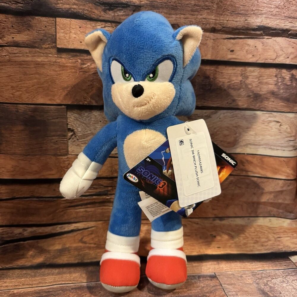 Jakks Pacific Sonic the Hedgehog 3 Movie 9 Inch Plush Sonic Stuffed Animal NWT
